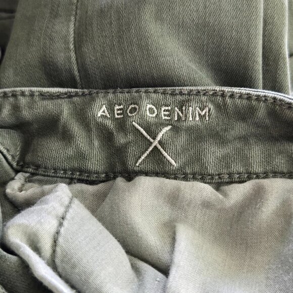 AE 2 Super Hi Rise Jegging Green Stretch Skinny Jeans American Eagle - Picture 14 of 14